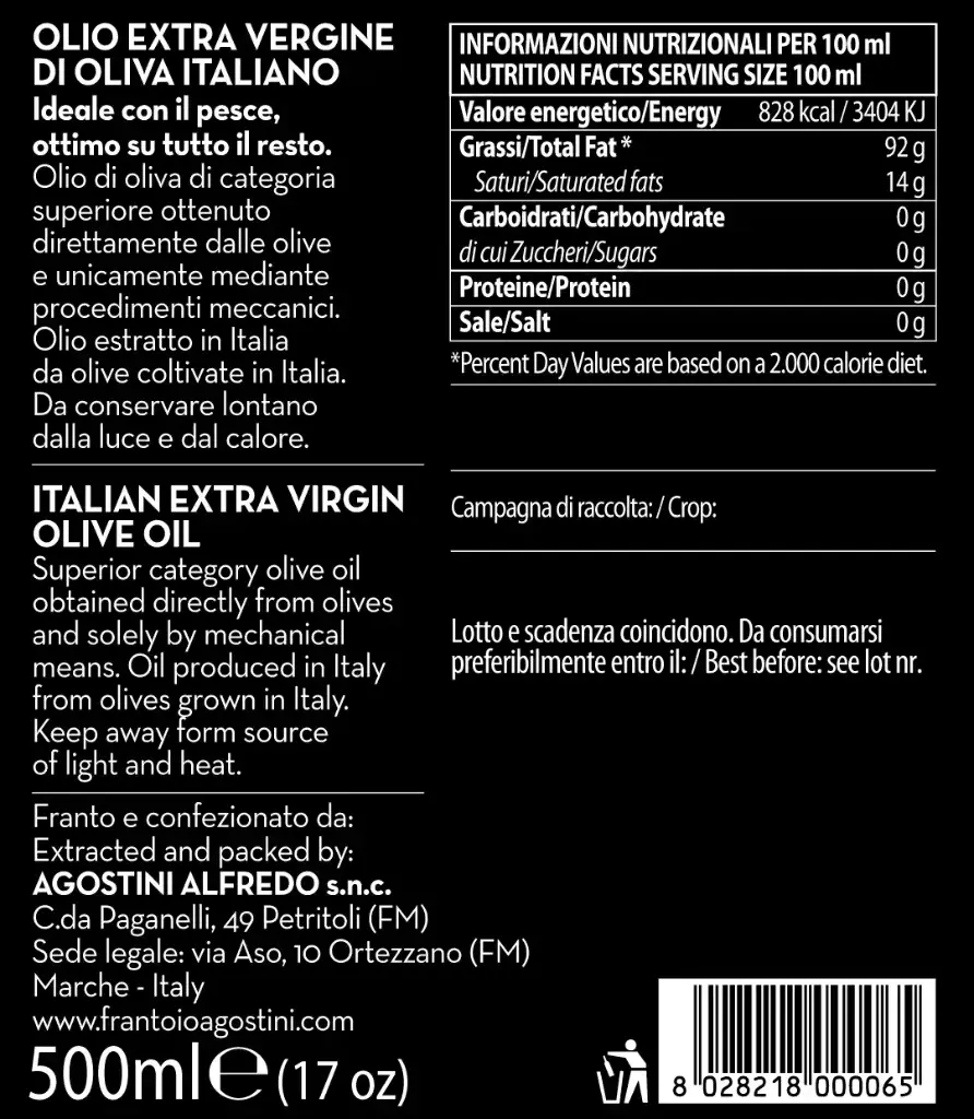 Hurticinum Lt. 0,25 - Olio Extravergine (Italiano) "Premium" (copia)