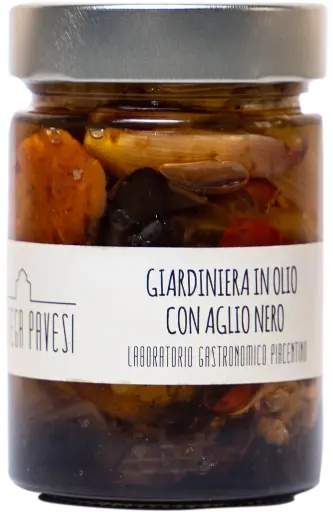[GIARD330NERO] Vaso Giardiniera in olio con aglio nero Gr. 330